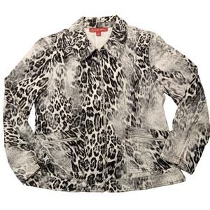 Gabriella Molinari Jacket 10 Women's Full Zip Long Sleeve Animal Coat Pockets